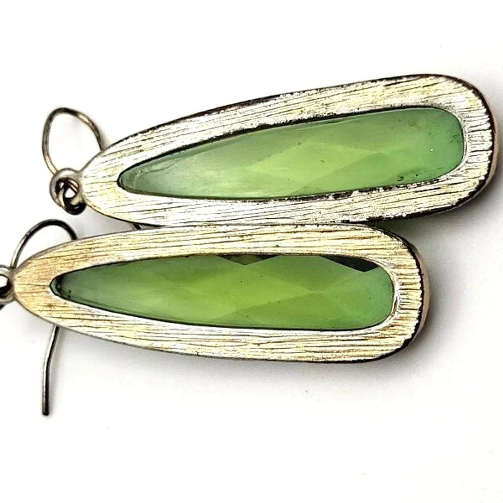 Long Spring Green‎ Acrylic in Goldtone Dangle Drop Teardrop Hook Earrings